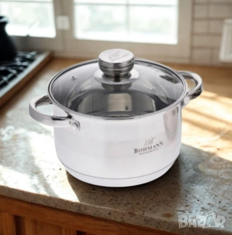 Тенджера от неръждаема стомана Bohmann с капак и термо дъно, снимка 3 - Съдове за готвене - 50379700