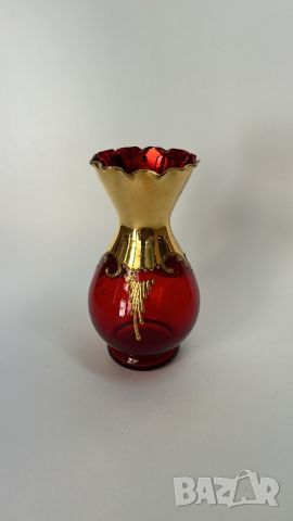 Кристална ваза Bohemia с позлата, снимка 4 - Вази - 46441291
