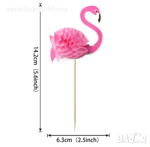 10 броя 3D фламинго декорация за торта мъфини, снимка 3 - Декорация за дома - 54095133