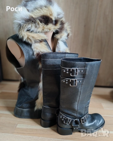 ✨РОКЕРСКИ!Кожен двулицев елек +ботуши STRADIVARIUS