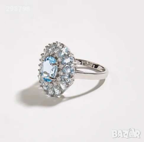 Уникален сребърен комплект с естествен Топаз, снимка 2 - Бижутерийни комплекти - 53692579