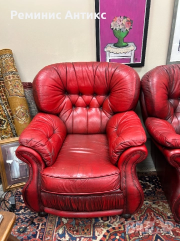 Класически диван Честърфийлд и 2 фотьойла., снимка 3 - Дивани и мека мебел - 52733720