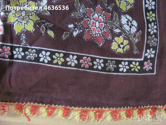 Стара кърпа за носия , памук, ръчно плетена дантела, снимка 3 - Антикварни и старинни предмети - 53466398