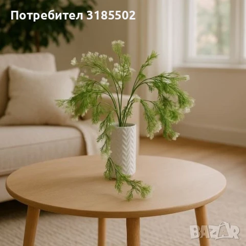 Изкуствена висяща аранжировка със зелени стръкове и бели цветчета – елегантен акцент за всяко простр, снимка 4 - Изкуствени цветя - 51227985