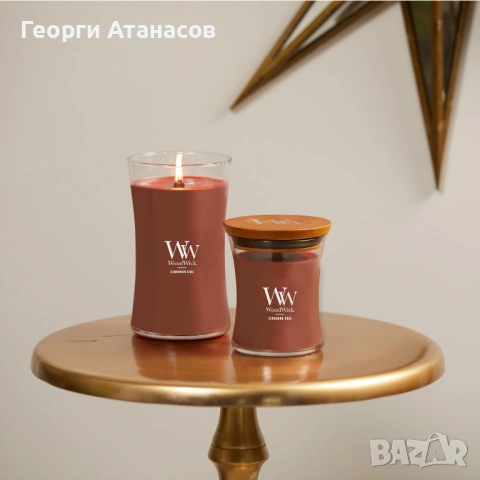 Ароматна свещ в чаша - Woodwick - канелен чай, червена 275 гр , снимка 2 - Декорация за дома - 54035321