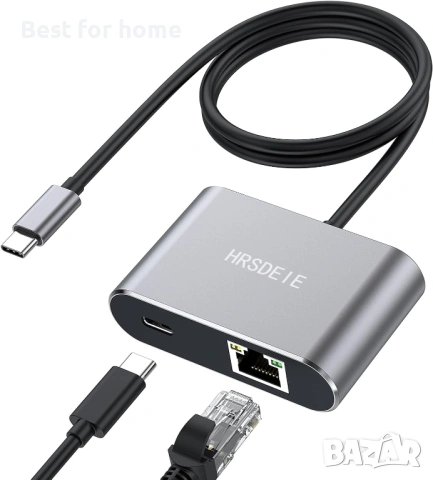USB-C към Ethernet адаптер, USB Type-C (Thunderbolt 3) към RJ45 мрежов порт 