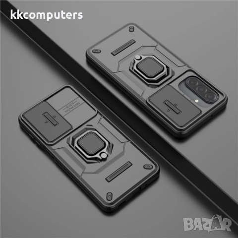 Защитен калъф и протектор за Samsung Galaxy A17 5G / A17 4G | PC + TPU с поставка, Капак за камерата