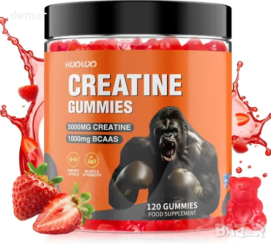 Creatine Gummies 5000 mg креатин монохидрат с 1000 mg BCAA на порция, 120 дъвки, снимка 1 - Хранителни добавки - 48343124