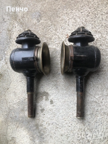 чифт старинни фенери за файтон, снимка 4 - Антикварни и старинни предмети - 48053846