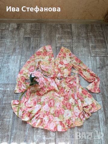Рязана талия  елегантна официална романтична рокля волани къдри вълнообразни акценти Pink Points , снимка 3 - Рокли - 46173006