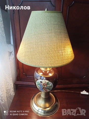 Настолна лампа порцелан и месинг , снимка 3 - Настолни лампи - 52573915