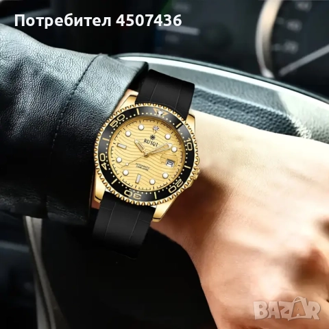 Автоматичен часовник RUIQI,дата,въртящ се безел,фосфорисциращи стрелки,силиконова каишка, снимка 6 - Мъжки - 52384546