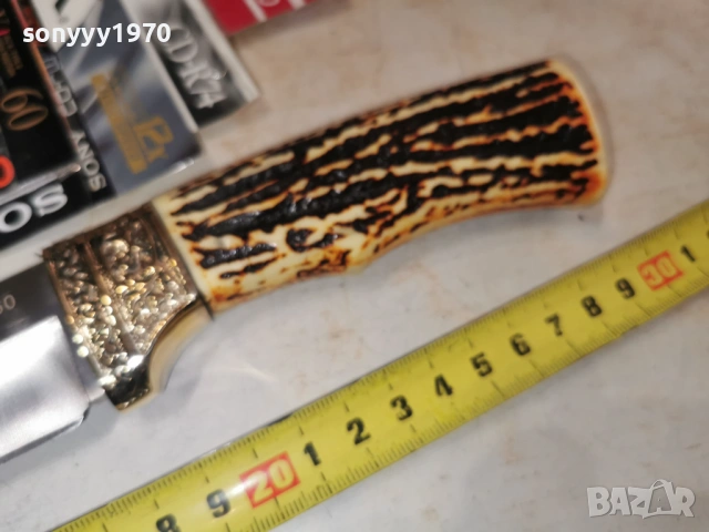 НОЖ-МАСИВЕН,ЗЛАТО И РОГ 2602261818, снимка 14 - Ножове - 53636693