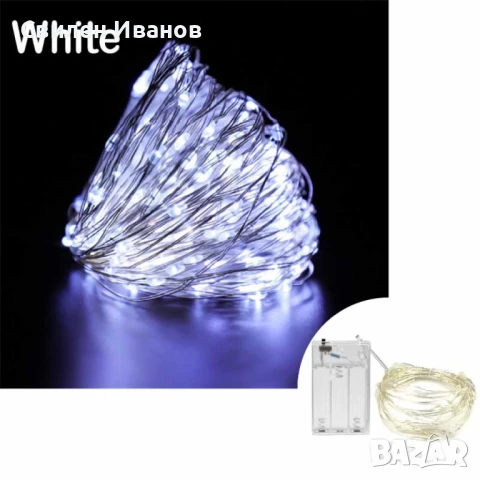 Мини LED /диодни/ лампички на батерии - 3 метра.Водоустойчиви - подходящи за външно и вътрешно ползв, снимка 7 - Лед осветление - 51390280