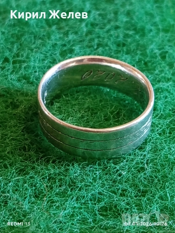 Сребърен пръстен тип халка с надпис майсторска изработка 52476, снимка 3 - Пръстени - 52961157