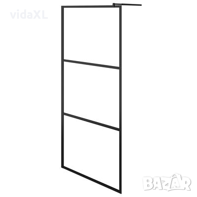 vidaXL Стена за душ с прозрачно ESG стъкло, черна, 80x195 см(SKU:149148