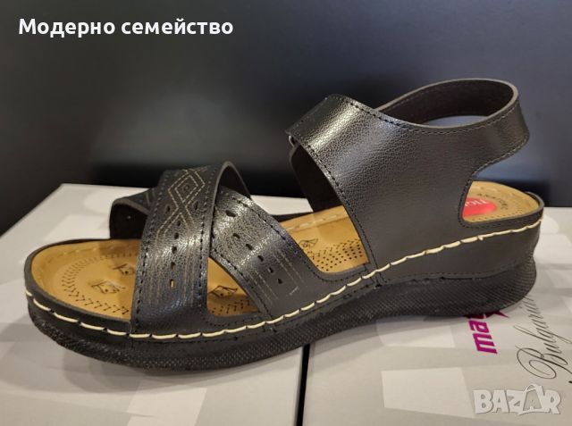Дамски летни сандали в черно с лепка , снимка 2 - Сандали - 45707948