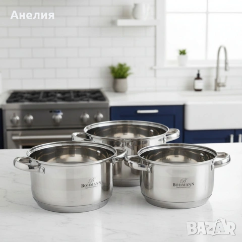 Комплект тенджери Bohmann BH 06-275 – 6 части от инокс за индукция и удобно ежедневно готвене у дома, снимка 2 - Съдове за готвене - 53058641