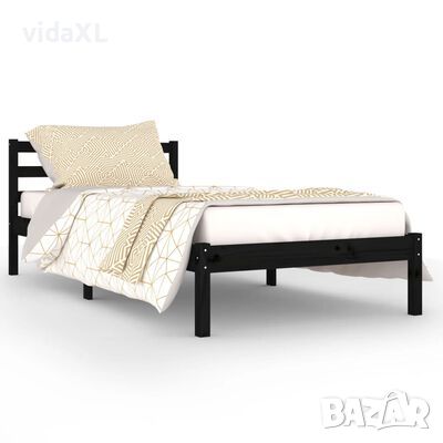 vidaXL Рамка за легло, борово дърво масив, 90х200 см, черна(SKU:810419, снимка 1 - Спални и легла - 45712505