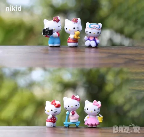 6 бр малки Hello Kitty Коте Кити Пластмасови PVC сет фигурки играчки за торта украса играчка фигурка, снимка 4 - Фигурки - 48761153