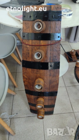 Полилеи от автентични реставрирани дъбови бъчви с ръчно изработени дървени чашки , снимка 11 - Полилеи - 50874496