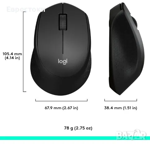 Безжична мишка Logitech M330 Silent, 2,4 GHz USB приемник, оптично проследяване, цвят: черно, снимка 7 - Клавиатури и мишки - 47123457