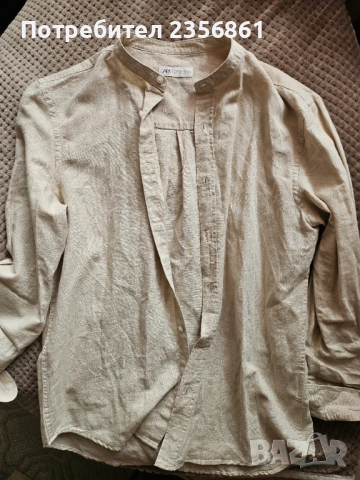 Ленена риза Zara M, снимка 2 - Ризи - 53400441