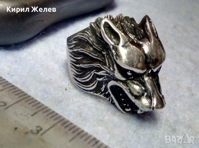 ФИГУРАЛЕН КОЛЕКЦИОНЕРСКИ АРТ ПРЪСТЕН ВЪЛК от НИКЕЛИРАНА БЛАГОРОДНА НЕРЪЖДАЕМА СТОМАНА 25161, снимка 7 - Пръстени - 51280126