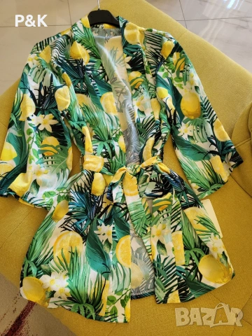 Сатениран комплект от две части с лимони , снимка 3 - Комплекти - 53910448