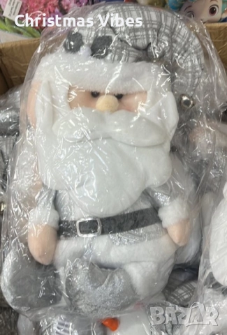 Плюшена играчка Дядо Коледа – седяща коледна декорация в сив или розов вариант, снимка 7 - Декорация за дома - 52119447