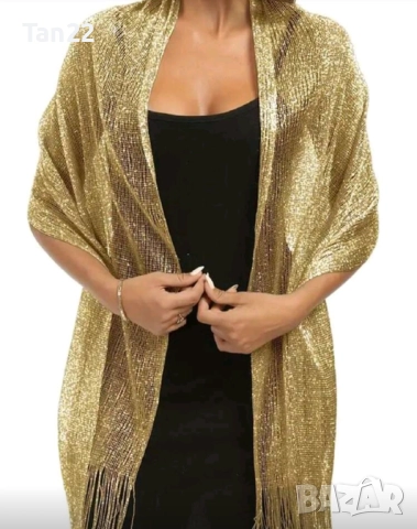 Дамски златист шал, снимка 7 - Шалове - 52742653