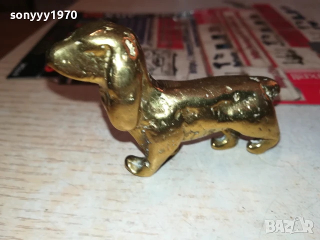 ЗАЯВЕНО-КУЧЕ-МЕД/МЕСИНГ 7х5х2см-МАСИВНА ФИГУРА ОТ АНГЛИЯ 1907252017