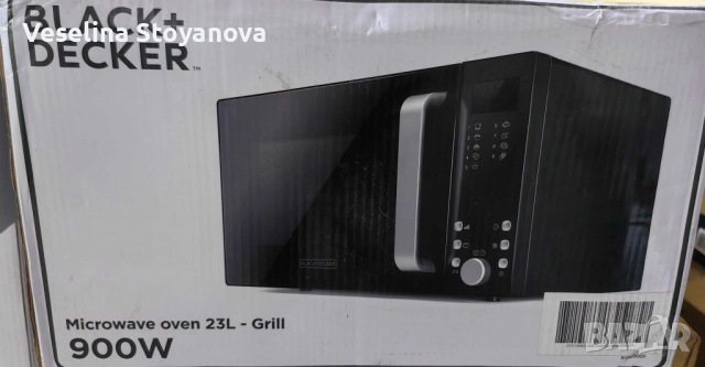 Микровълнова с грил Black+Decker – 23L, 900W, снимка 3 - Микровълнови - 52650445