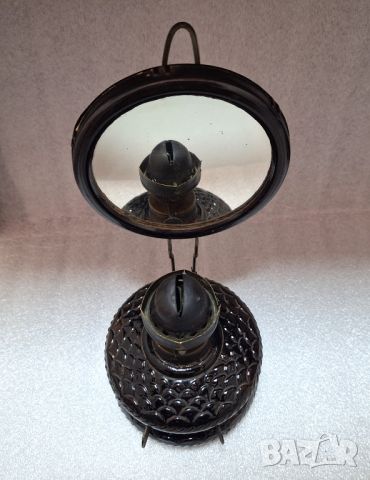 Стара газена лампа с огледало, снимка 2 - Антикварни и старинни предмети - 45432498