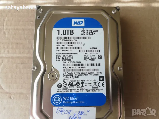 Хард диск Western Digital Caviar Blue WDC WD10EZEX 1TB SATA 6.0Gb/s, снимка 2 - Твърди дискове - 47495470