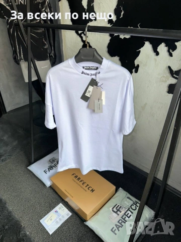 Palm Angels Мъжка Бяла Тениска👕Мъжка Блуза С Къс Ръкав В Бял Цвят Бърбъри Код MensPoint8, снимка 2 - Тениски - 53701490