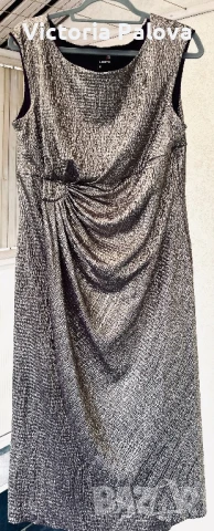 Коктейлна златисто- сребриста  рокля  LAURA 