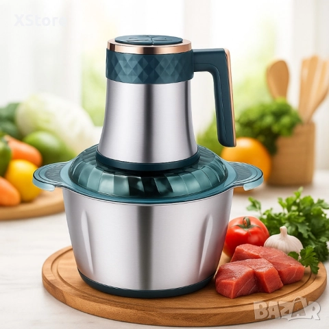 Многофункционален кухненски чопър Kitchen Expert 3L SUS 304 – бързо мели, реже и пюрира без усилие, снимка 4 - Други - 51948104