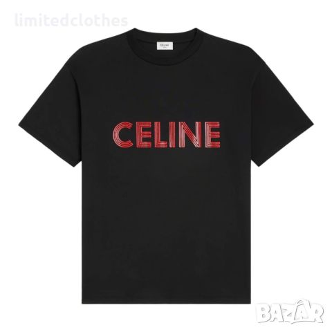 CELINE Red Ziggy Logo Print Мъжка Тениска size L, снимка 1 - Тениски - 46137115