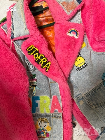 Djofra розово пухено яке с деним, снимка 7 - Якета - 49626125