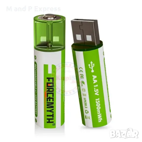 110 USB Батерия, Презареждаща, 1.5V, 1500mAh, AA, снимка 2 - Друга електроника - 49549475