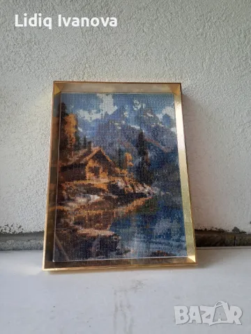 Диамантен гоблен къща в планината-готов и рамкиран, снимка 4 - Гоблени - 50273787
