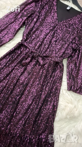 РАЗКОШНА рокля, цялата в лилави пайети, снимка 3 - Рокли - 52531264