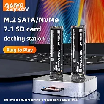 MAIWO K3016SD NVMe SATA SD 3 Bay SSD докинг станция, 10Gbps M.2 SSD адаптер за четец, снимка 2 - Друга електроника - 47137633