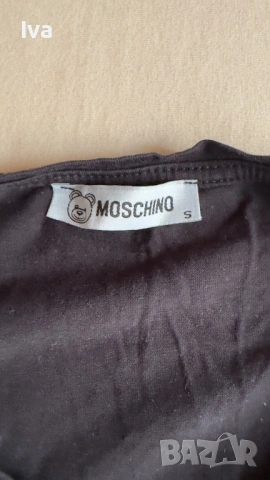Черна тениска MOSCHINO с мече – стилен дамски модел, снимка 3 - Тениски - 54036170