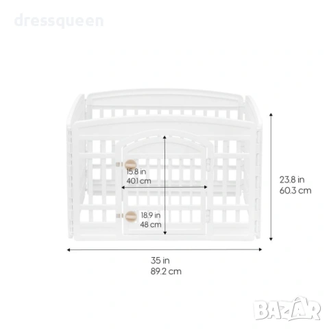 4486 Пластмасова кошара за кучета с 4 панела – Бяла, 91x91x60 см, снимка 2 - За кучета - 53877153