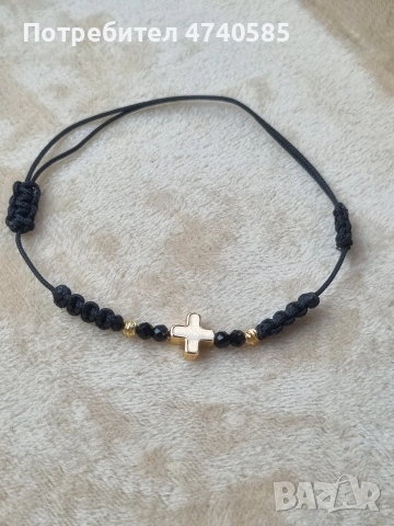 Гривни от конец, с позлатени топчета , снимка 2 - Гривни - 53616643