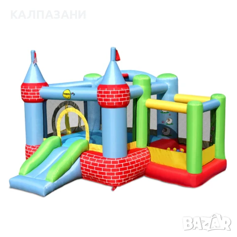 HAPPY HOP Батут замък с пързалка, топки и помпа 325x300x220 9112, снимка 8 - Надуваеми играчки - 50446874