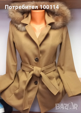 Дамско палто с качулка с естествен пух в 4 цвята, снимка 11 - Палта, манта - 52233731