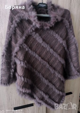 Пончо естествен косъм от заек, снимка 7 - Блузи с дълъг ръкав и пуловери - 45695245